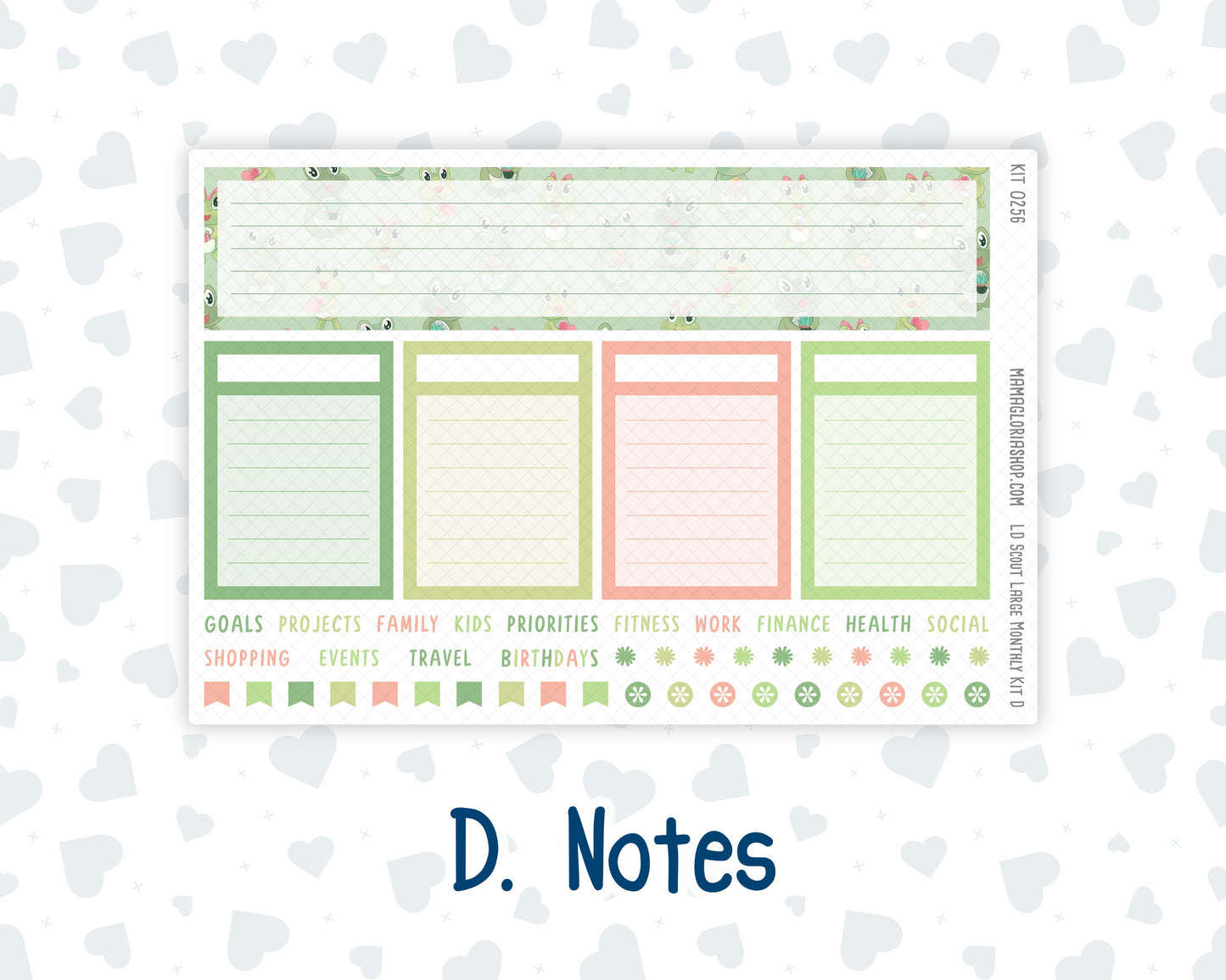 Kit 0256 - Laurel Denise The Scout Planner Large - Monthly Kit - March - Froggy Luck
