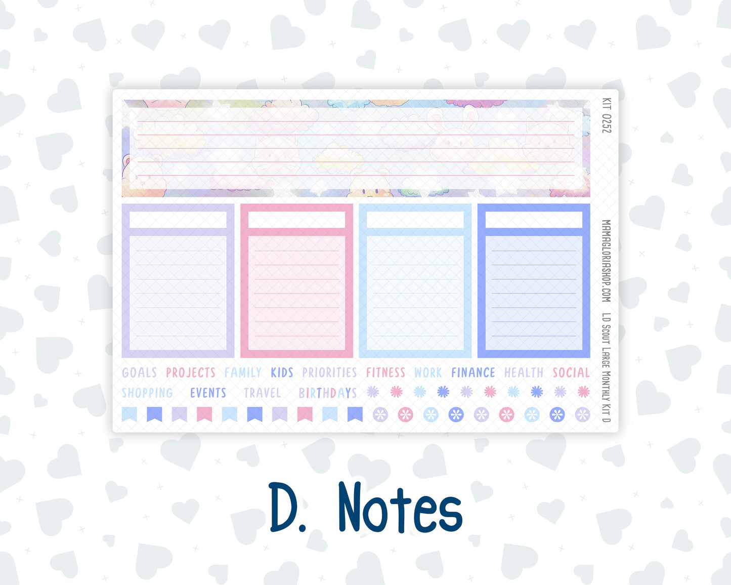 Kit 0252 - Laurel Denise The Scout Planner Large - Monthly Kit - February - Tokyo Candy Cloud
