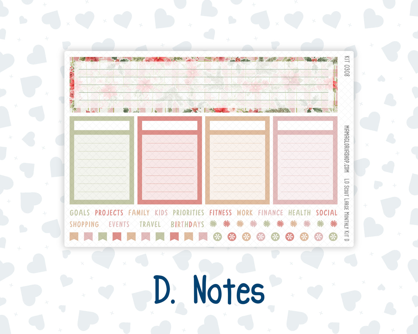 Kit 0308 - Laurel Denise The Scout Planner Large - Monthly Kit - December - Knit & Holly