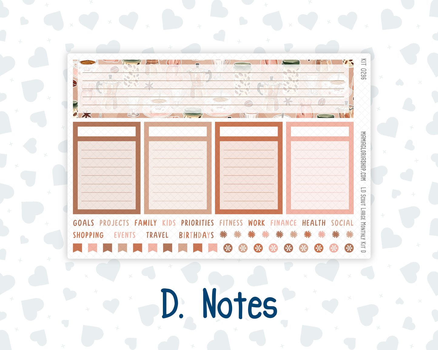 Kit 0296 - Laurel Denise The Scout Planner Large - Monthly Kit - September - Coffee Break