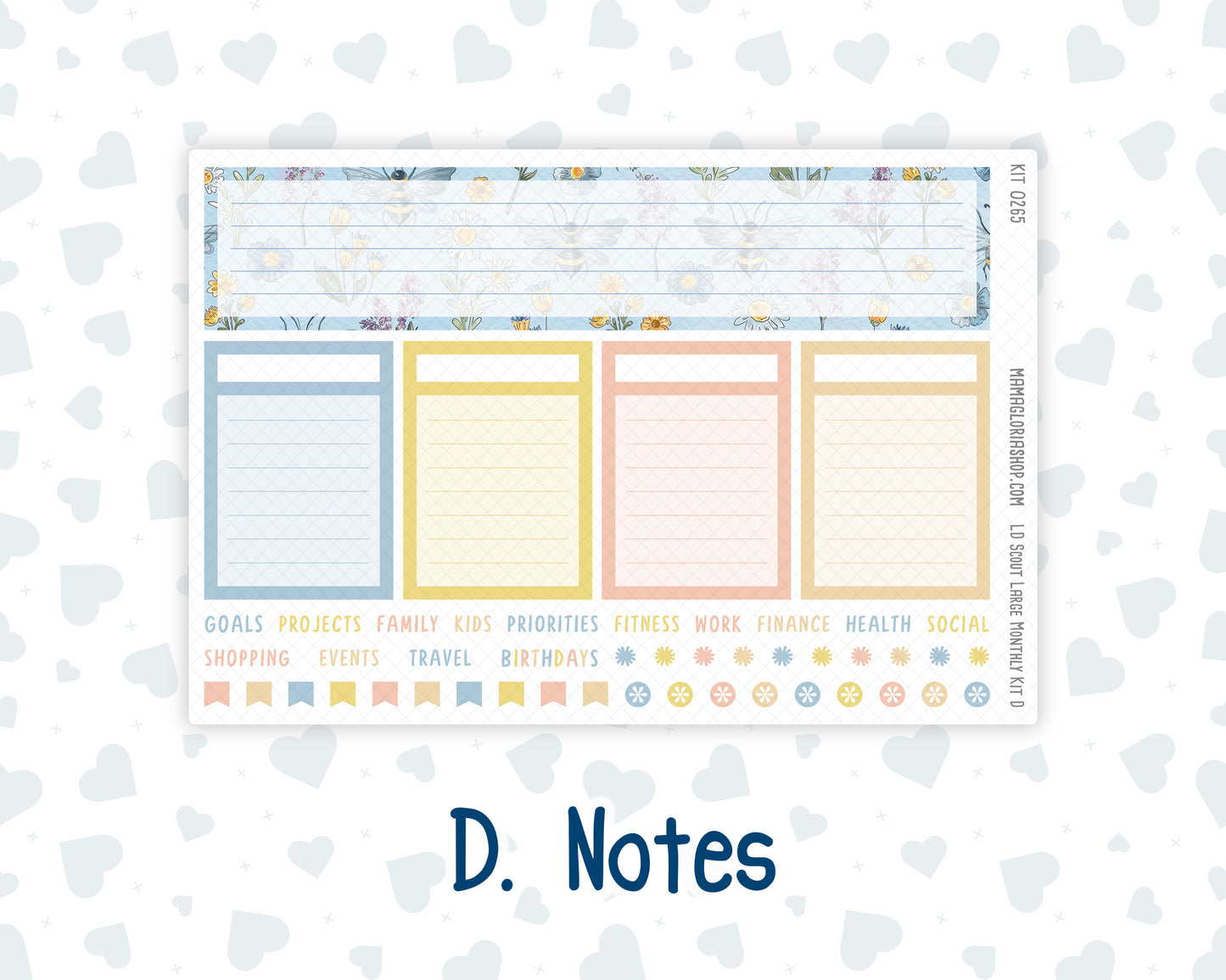 Kit 0265 - Laurel Denise The Scout Planner Large - Monthly Kit - May - Honeybee Sky
