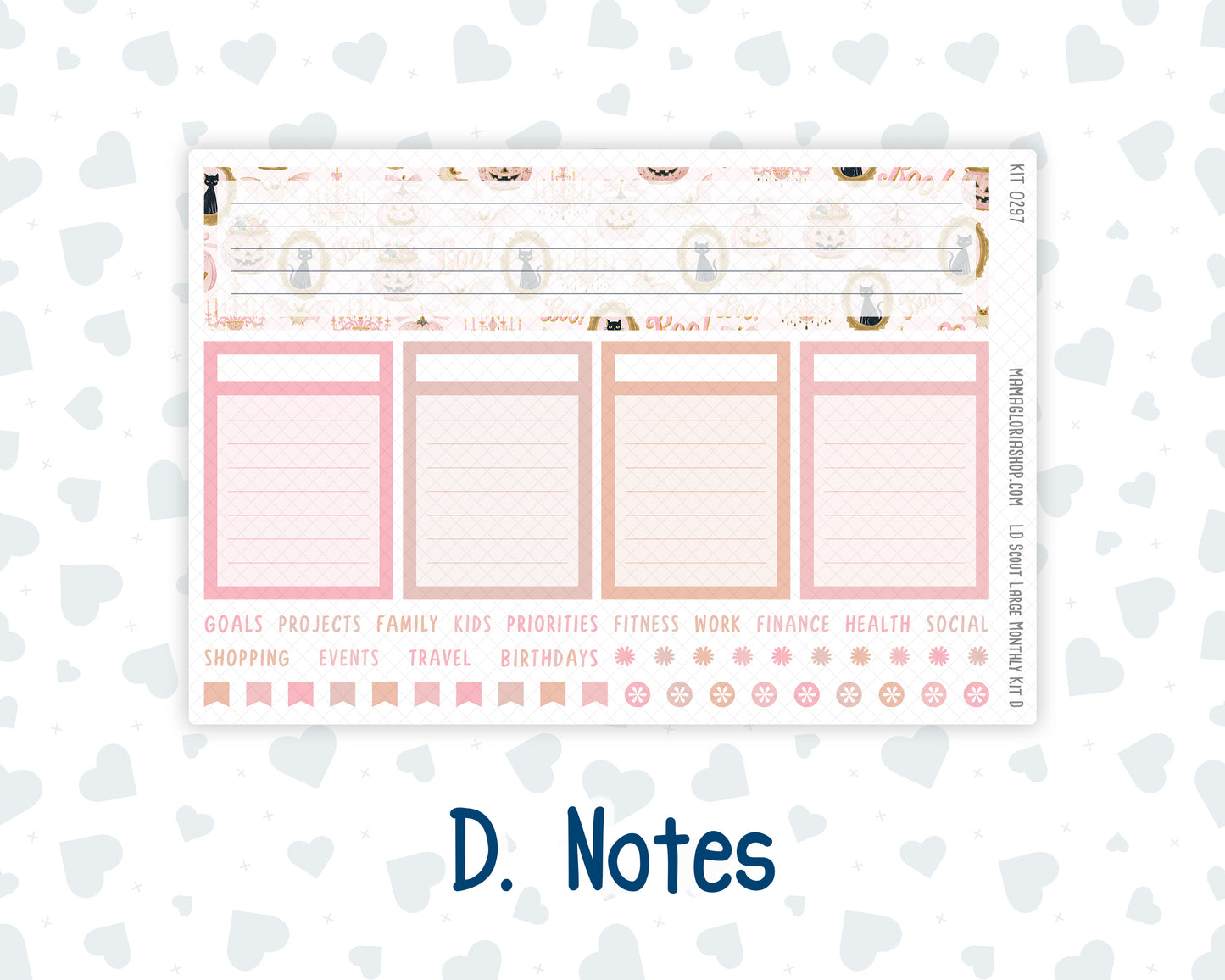 Kit 0297 - Laurel Denise The Scout Planner Large - Monthly Kit - October - Pink Spell