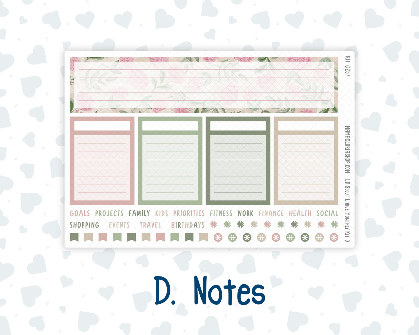 Kit 0257 - Laurel Denise The Scout Planner Large - Monthly Kit - March - Blush Garden