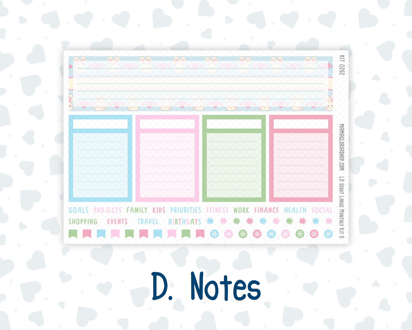 Kit 0262 - Laurel Denise The Scout Planner Large - Monthly Kit - April - Spring Puffs