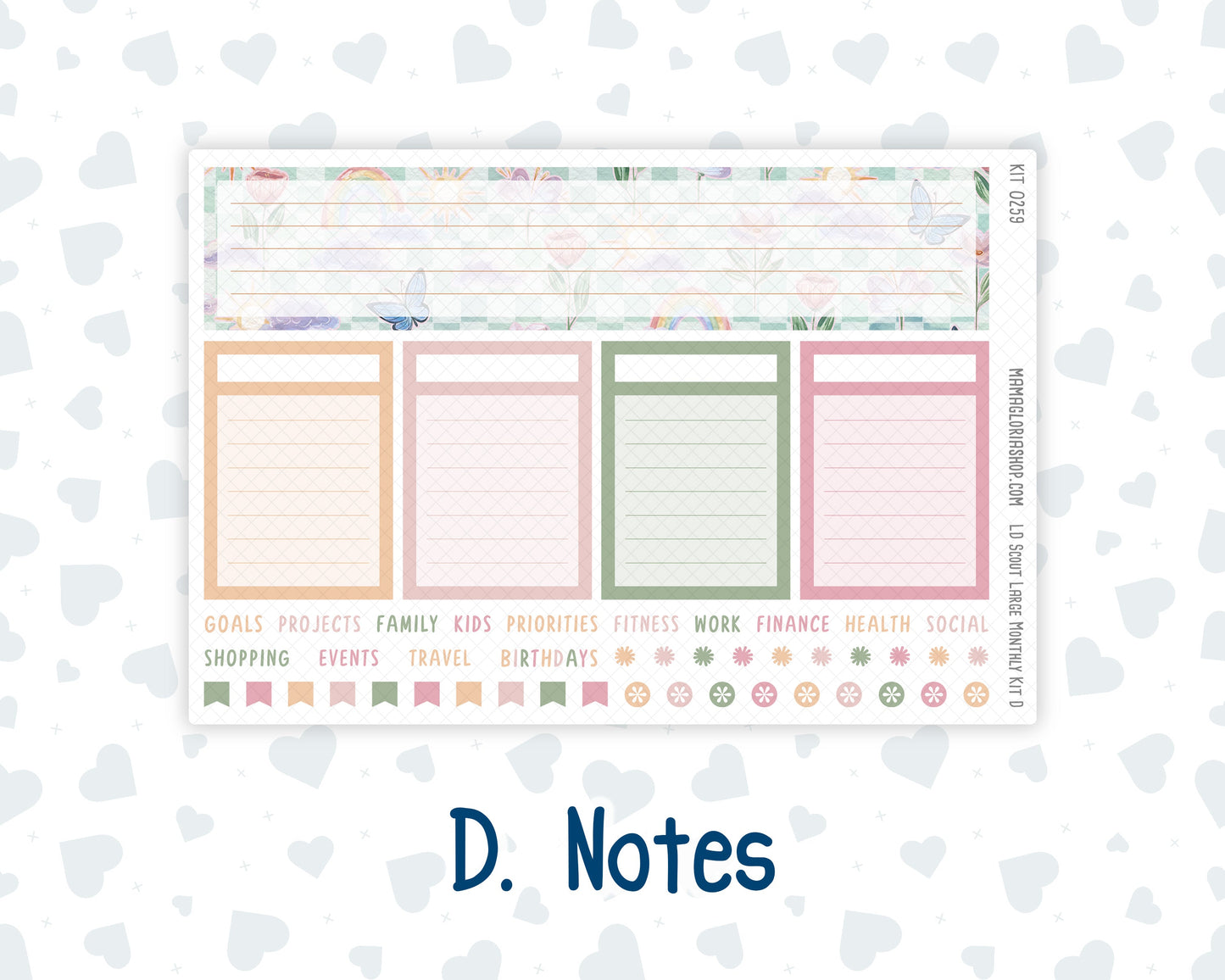 Kit 0259 - Laurel Denise The Scout Planner Large - Monthly Kit - March - Spring Garden Chores