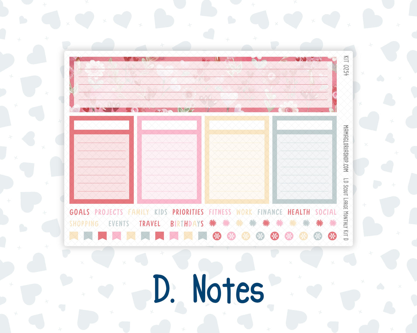 Kit 0254 - Laurel Denise The Scout Planner Large - Monthly Kit - February - Valentine Village