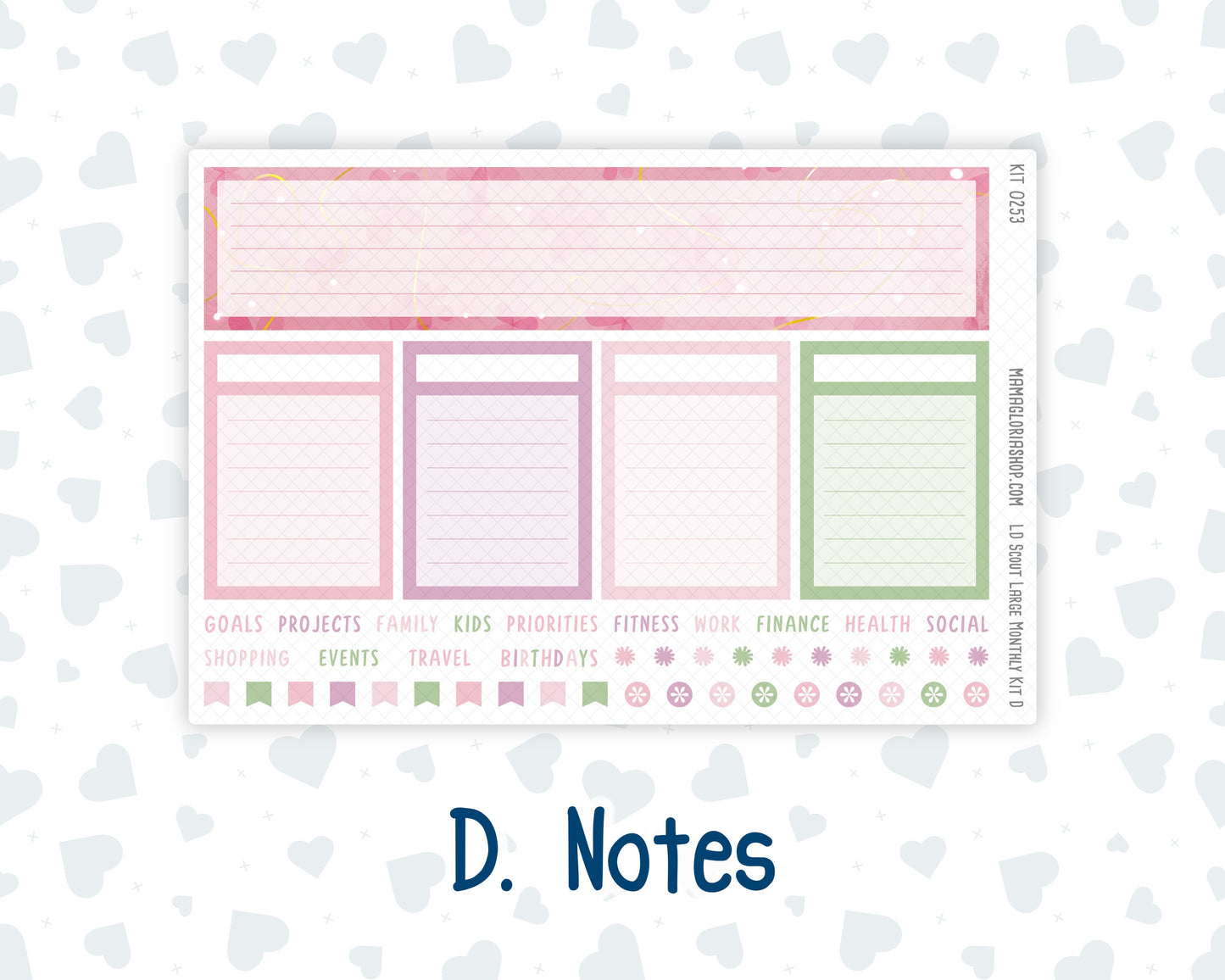 Kit 0253 - Laurel Denise The Scout Planner Large - Monthly Kit - February - Rosy Daydreams