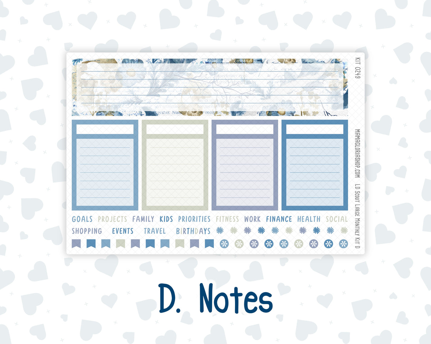 Kit 0249 - Laurel Denise The Scout Planner Large - Monthly Kit - January - Icy Lace