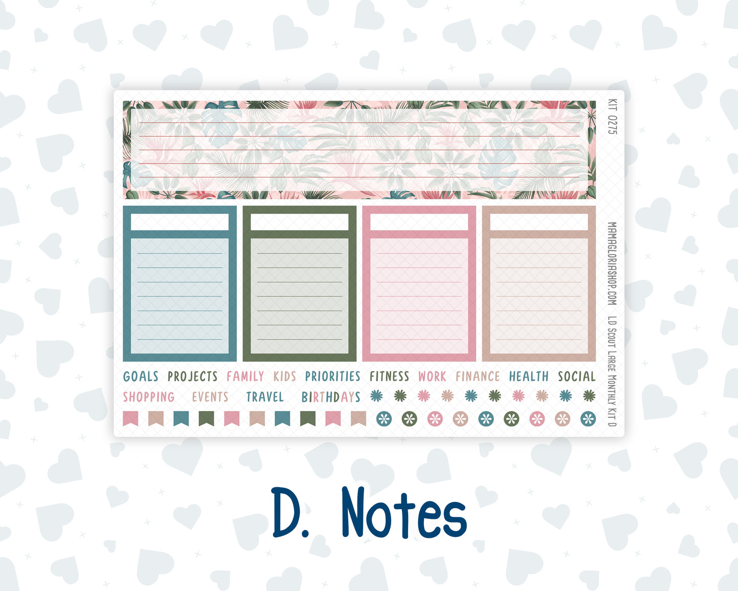 Kit 0275 - Laurel Denise The Scout Planner Large - Monthly Kit - July - Tropical Safari Blush