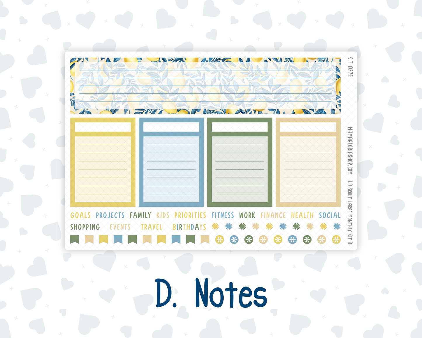 Kit 0274 - Laurel Denise The Scout Planner Large - Monthly Kit - July - Sunny Lemon Shore