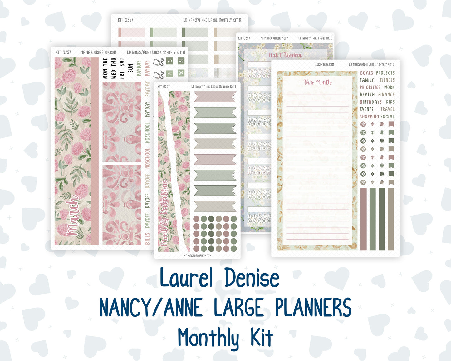 Kit 0257 - Laurel Denise Nancy/Anne Large - Monthly Kit - March - Blush Garden