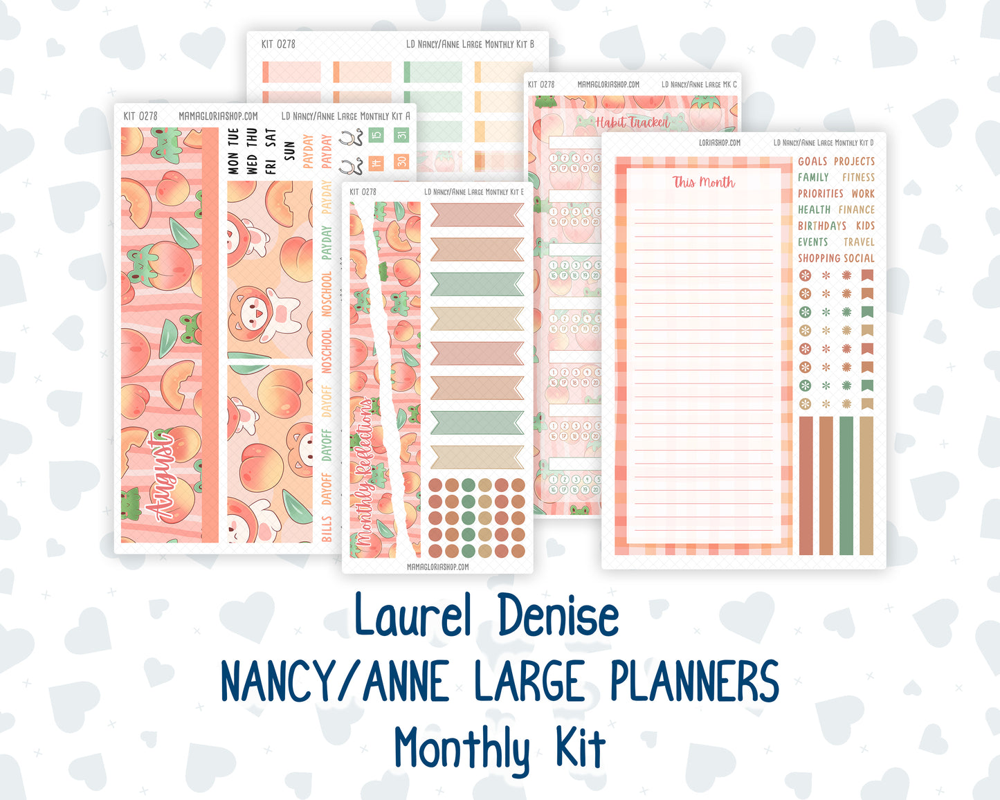 Kit 0278 - Laurel Denise Nancy/Anne Large - Monthly Kit - August - Oops, All Peaches