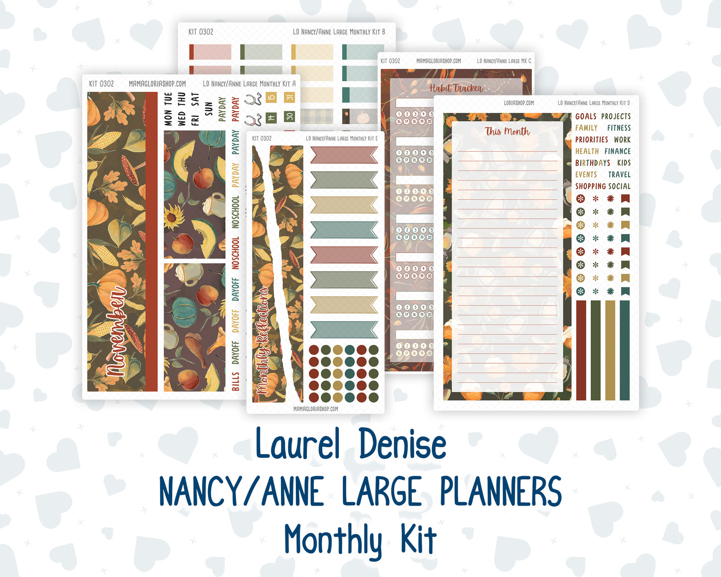 Kit 0302 - Laurel Denise Nancy/Anne Large - Monthly Kit - November - Thankful Season