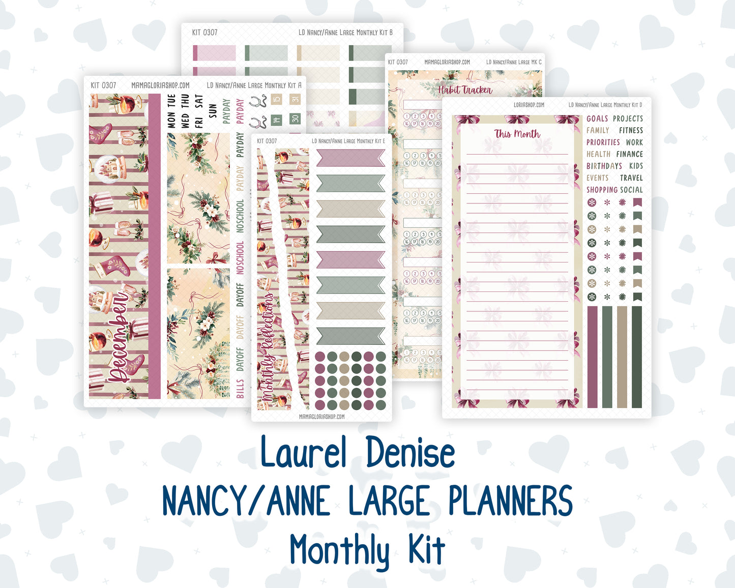 Kit 0307 - Laurel Denise Nancy/Anne Large - Monthly Kit - December - Velvet Hearth