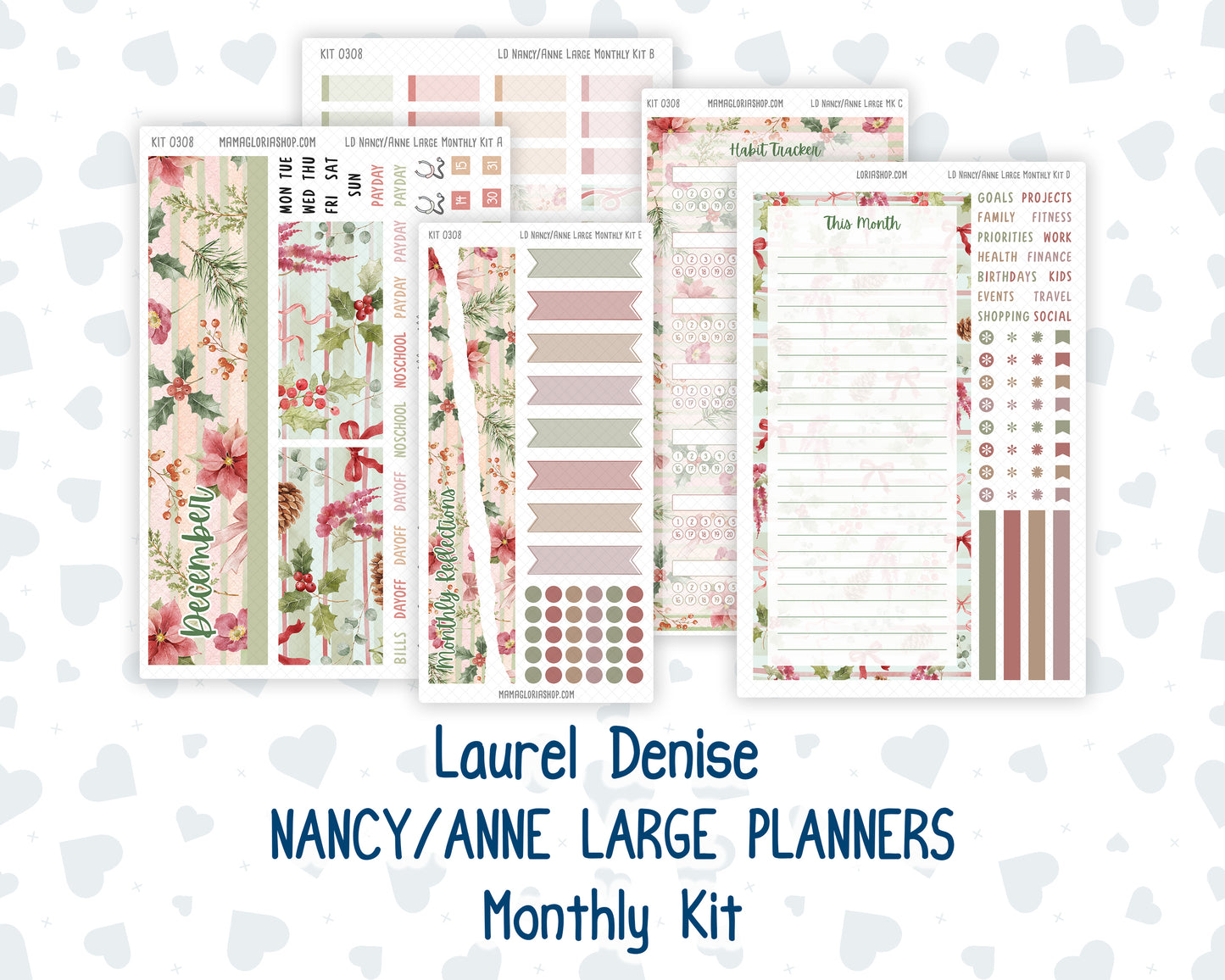 Kit 0308 - Laurel Denise Nancy/Anne Large - Monthly Kit - December - Knit & Holly