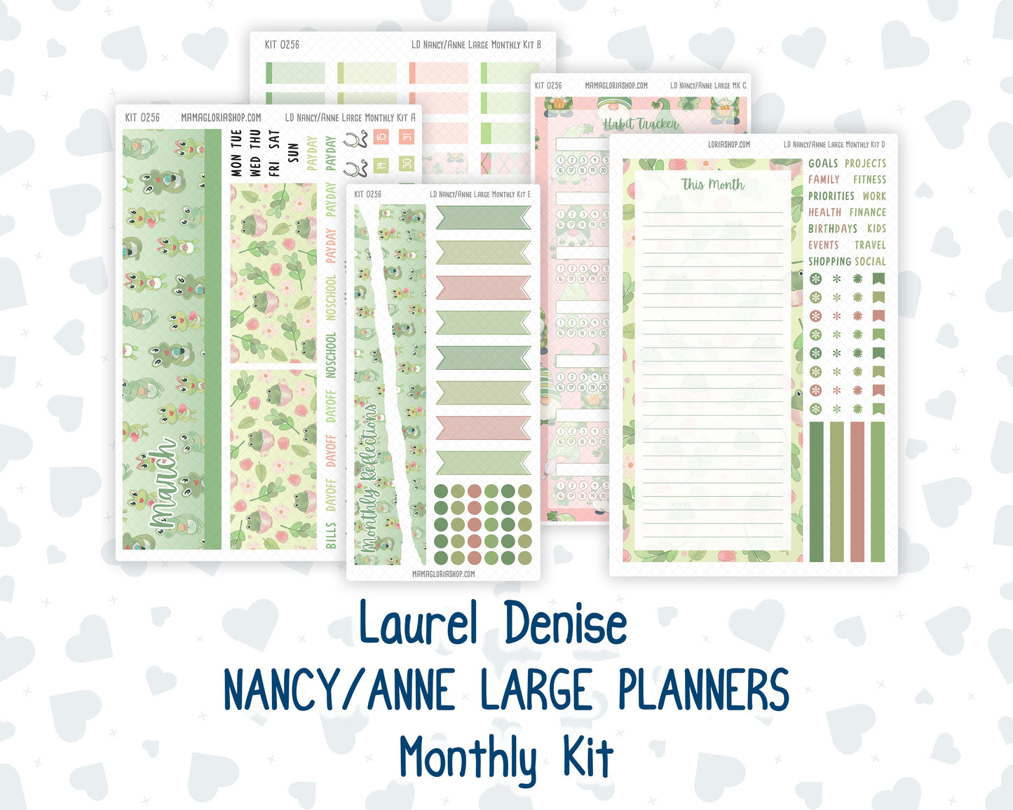 Kit 0256 - Laurel Denise Nancy/Anne Large - Monthly Kit - March - Froggy Luck