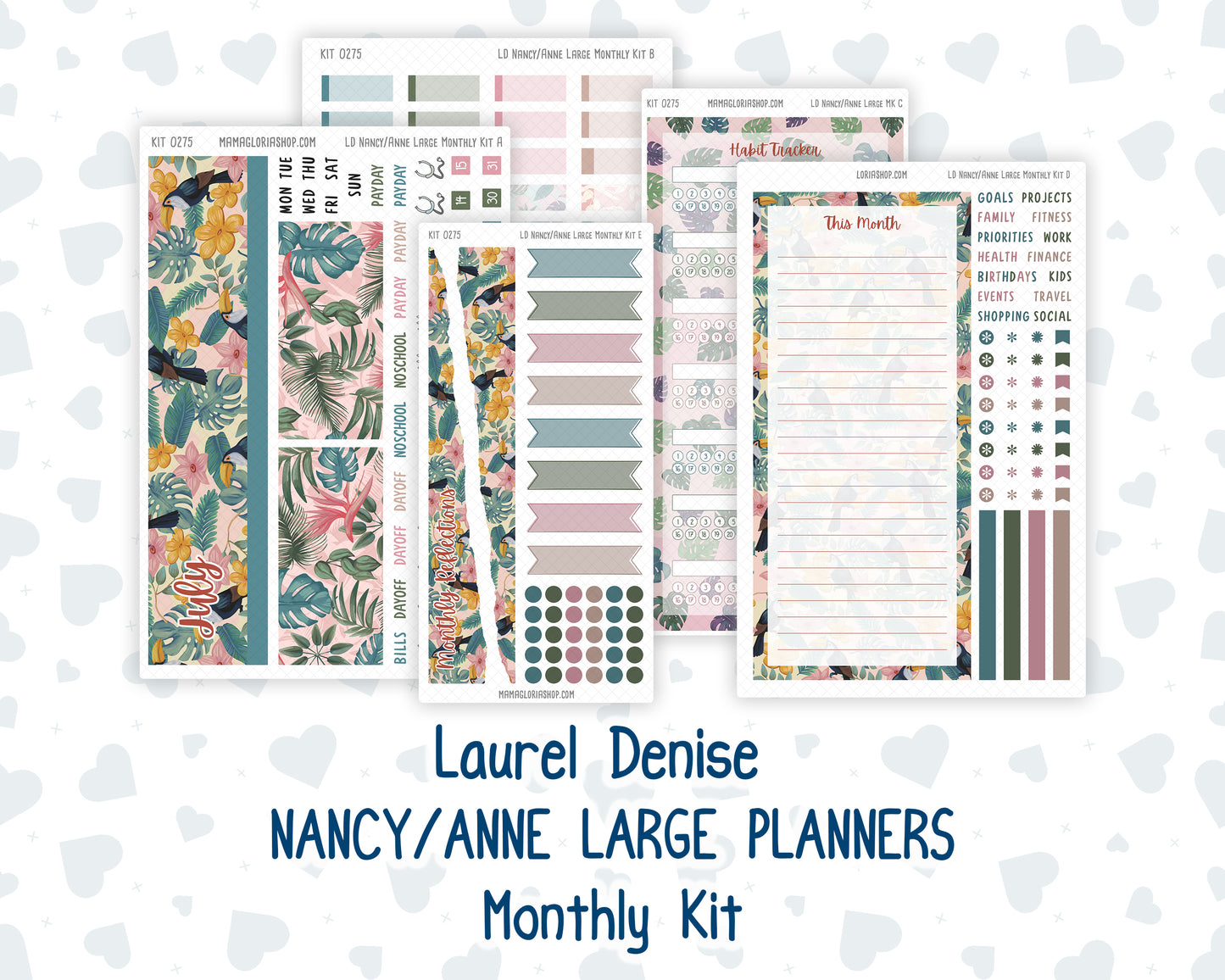 Kit 0275 - Laurel Denise Nancy/Anne Large - Monthly Kit - July - Tropical Safari Blush