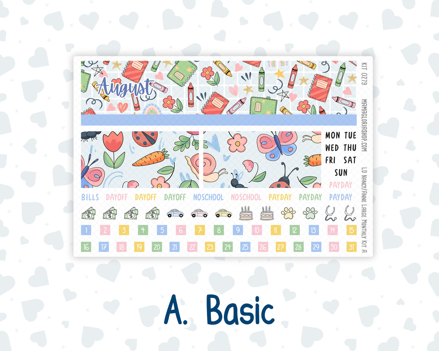 Kit 0279 - Laurel Denise Nancy/Anne Large - Monthly Kit - August - Not Ready For School