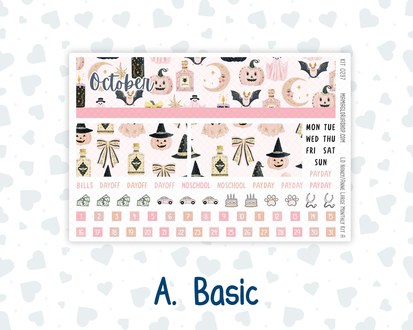 Kit 0297 - Laurel Denise Nancy/Anne Large - Monthly Kit - October - Pink Spell