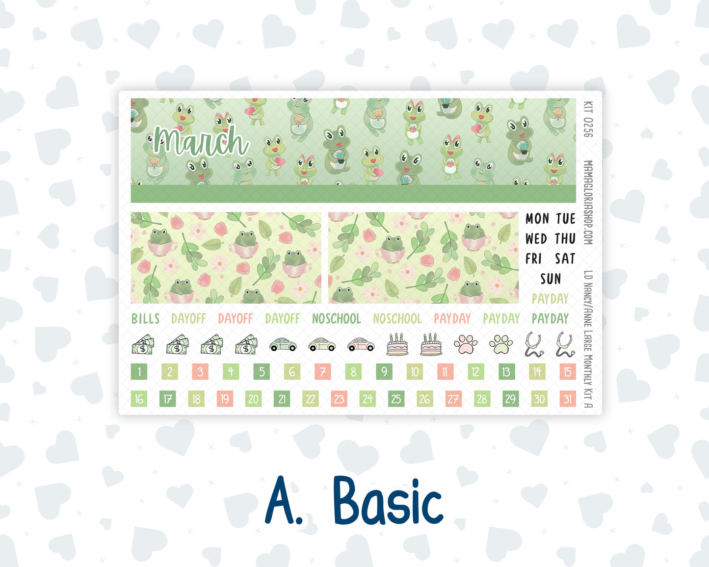 Kit 0256 - Laurel Denise Nancy/Anne Large - Monthly Kit - March - Froggy Luck