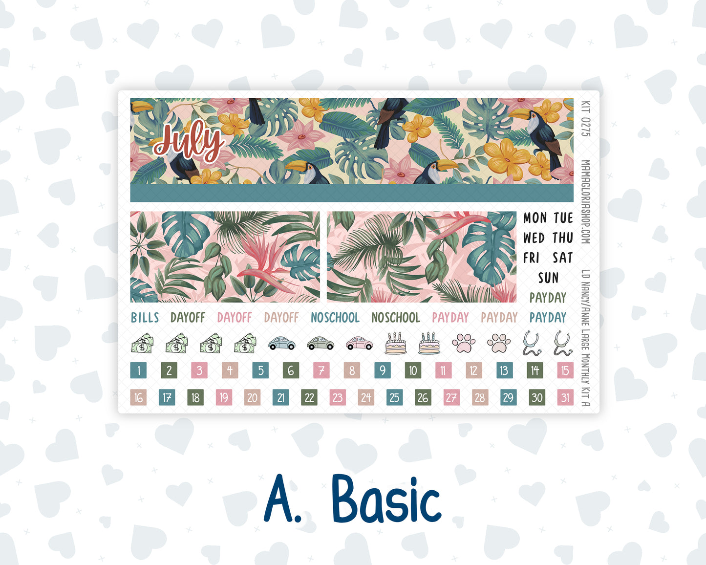 Kit 0275 - Laurel Denise Nancy/Anne Large - Monthly Kit - July - Tropical Safari Blush