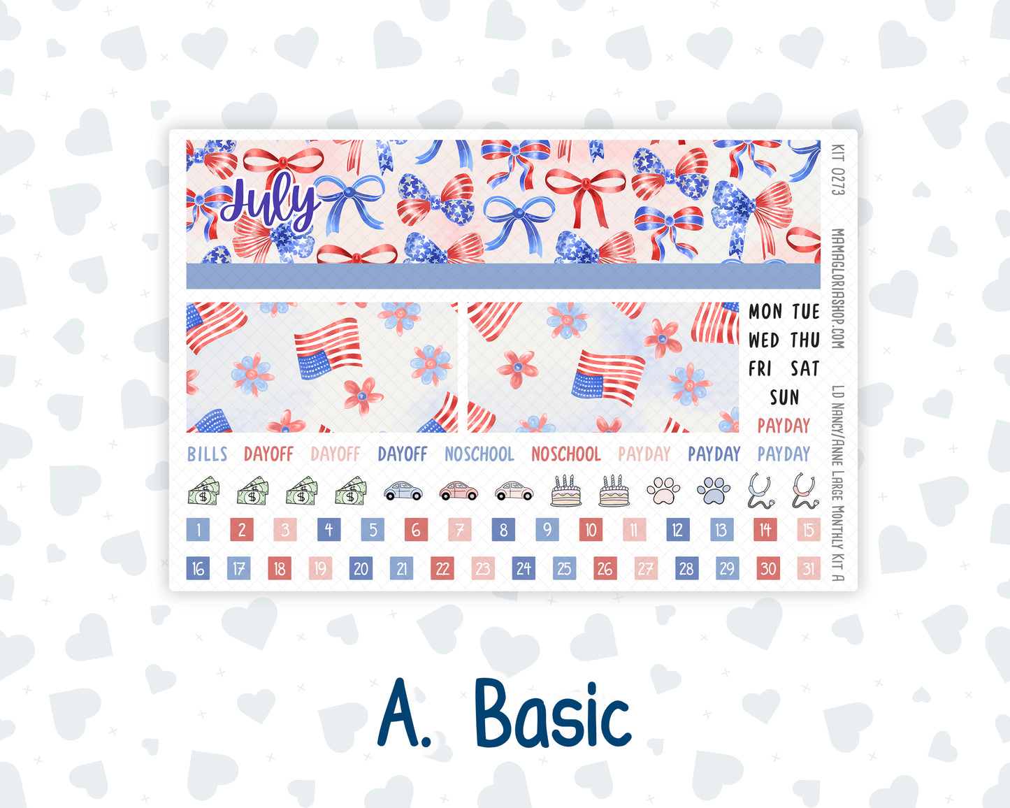 Kit 0273 - Laurel Denise Nancy/Anne Large - Monthly Kit - July - Americana In Bloom