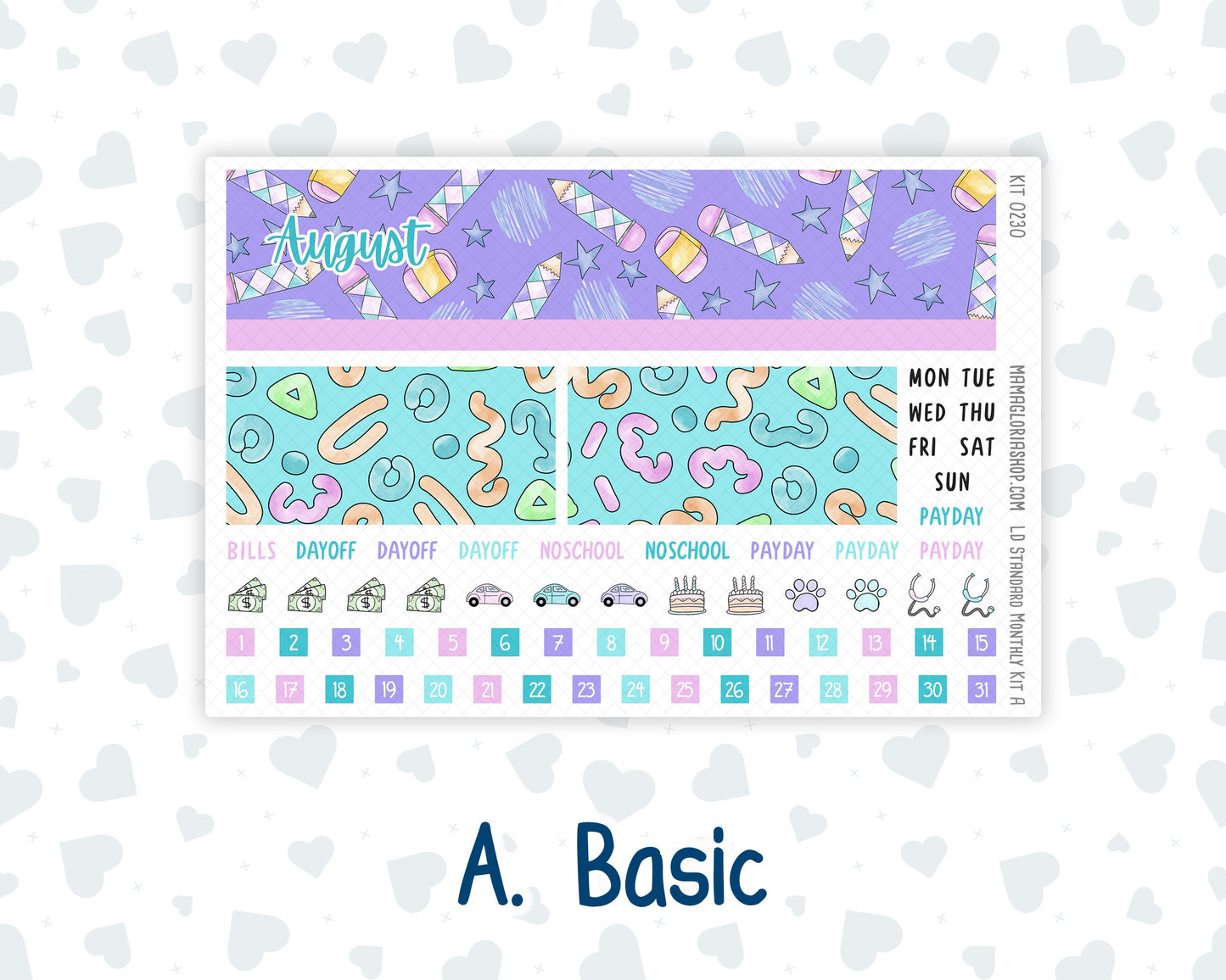 Kit 0230 - Laurel Denise Standard - Monthly Kit - August - School Daze