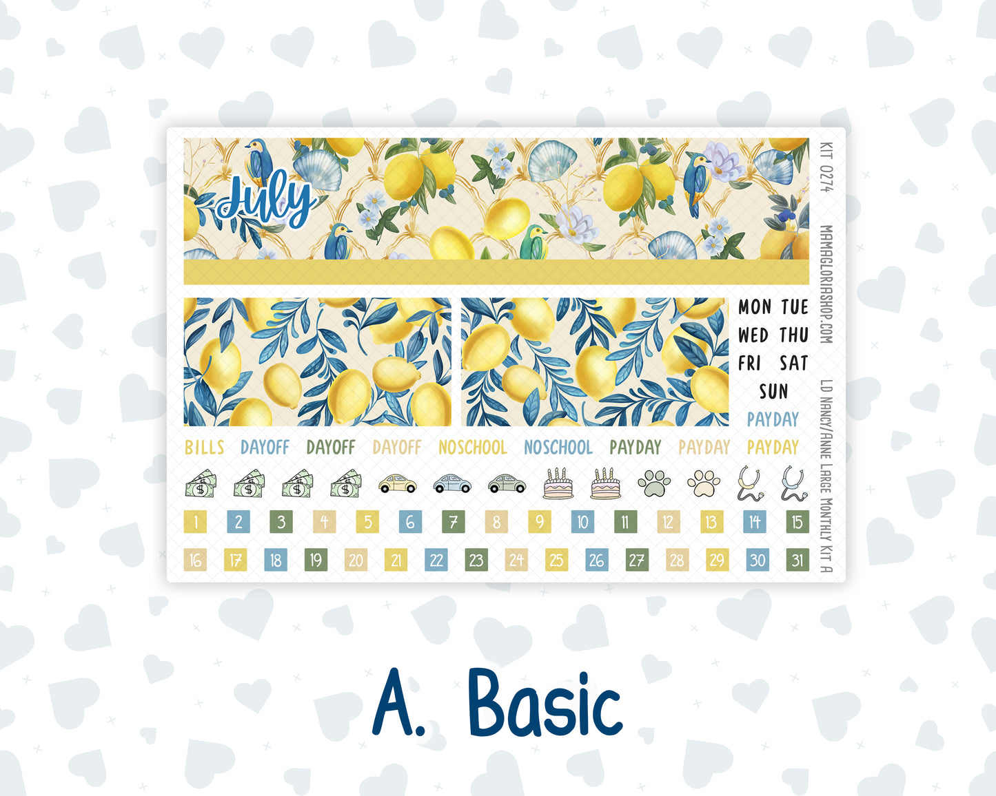 Kit 0274 - Laurel Denise Nancy/Anne Large - Monthly Kit - July - Sunny Lemon Shore