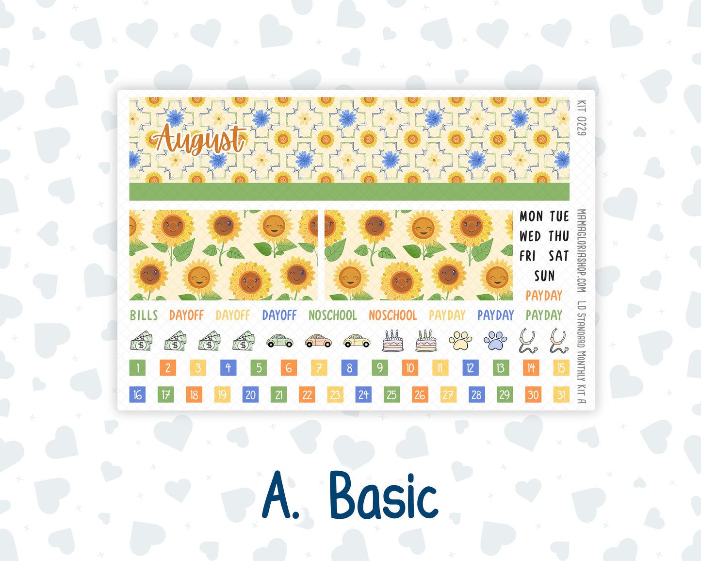 Kit 0229 - Laurel Denise Standard - Monthly Kit - August - Golden Faces