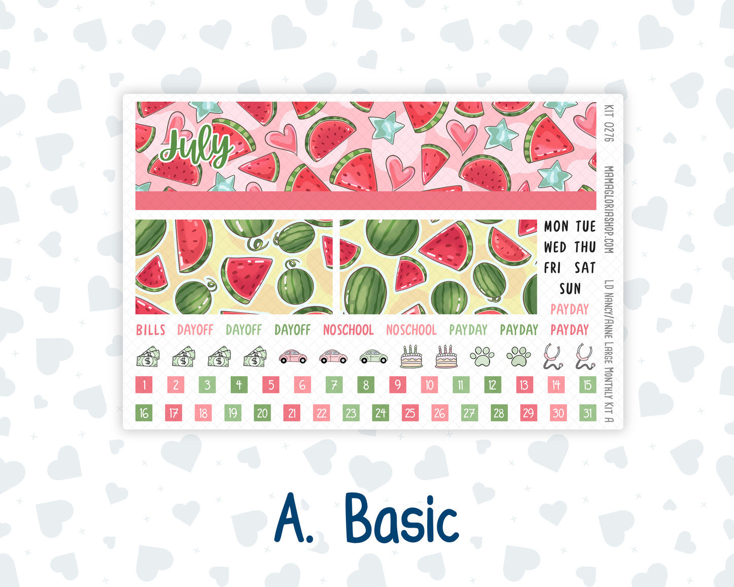 Kit 0276 - Laurel Denise Nancy/Anne Large - Monthly Kit - July - Melon Crush