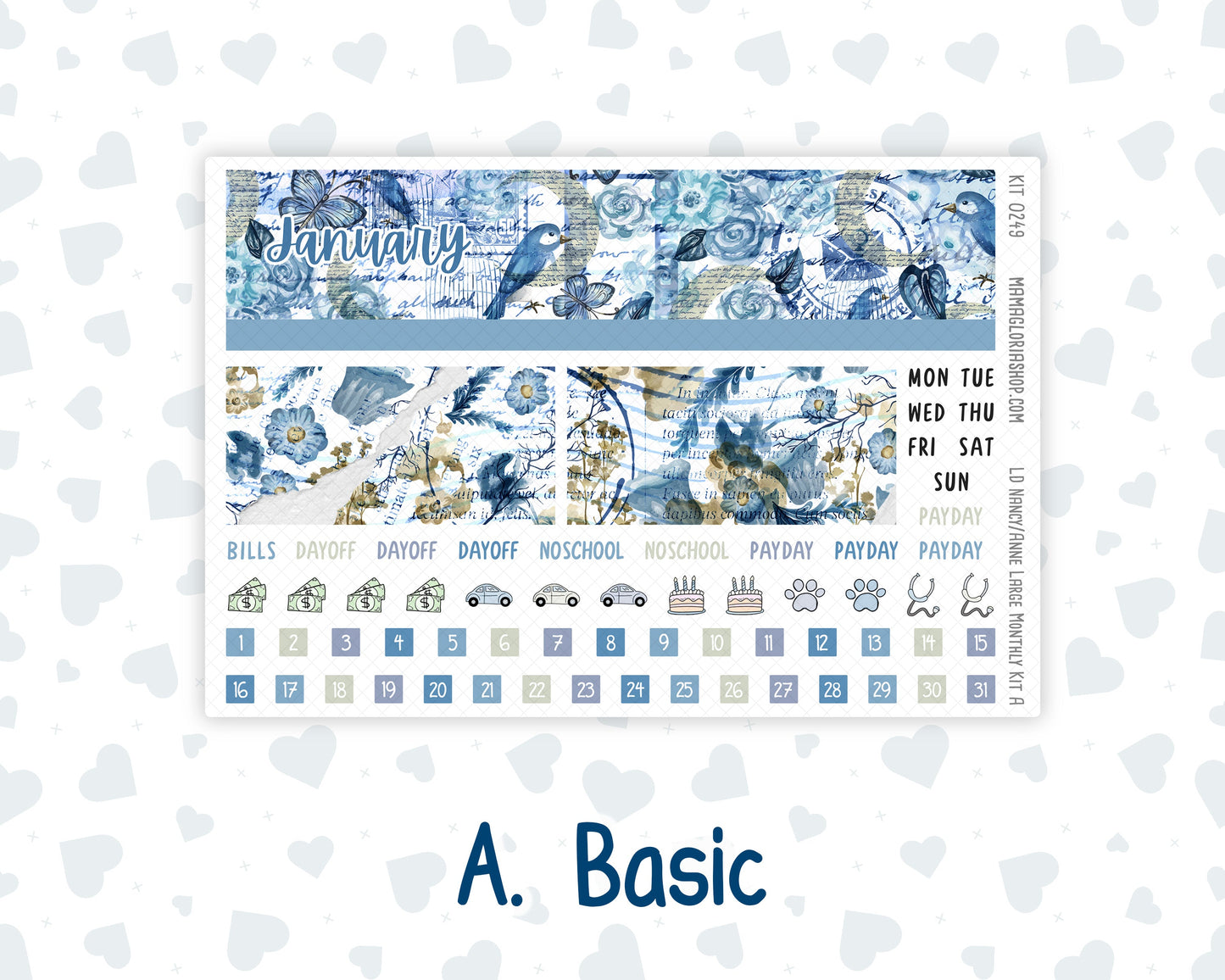 Kit 0249 - Laurel Denise Nancy/Anne Large - Monthly Kit - January - Icy Lace