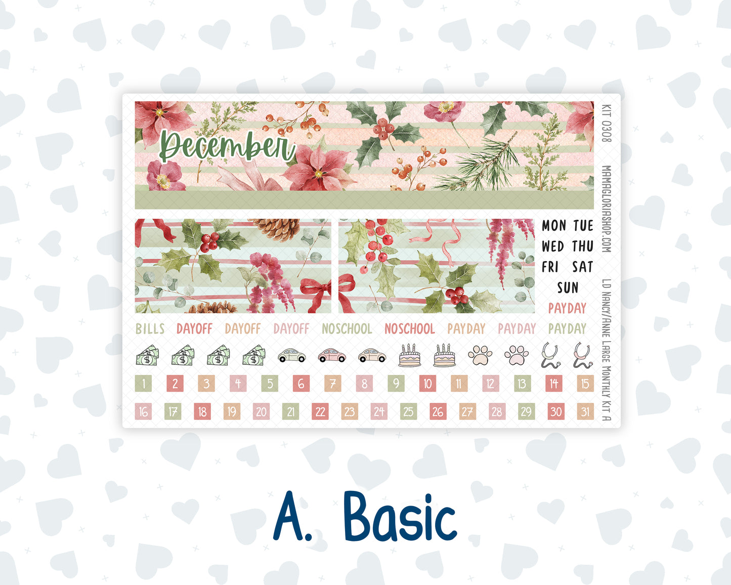 Kit 0308 - Laurel Denise Nancy/Anne Large - Monthly Kit - December - Knit & Holly