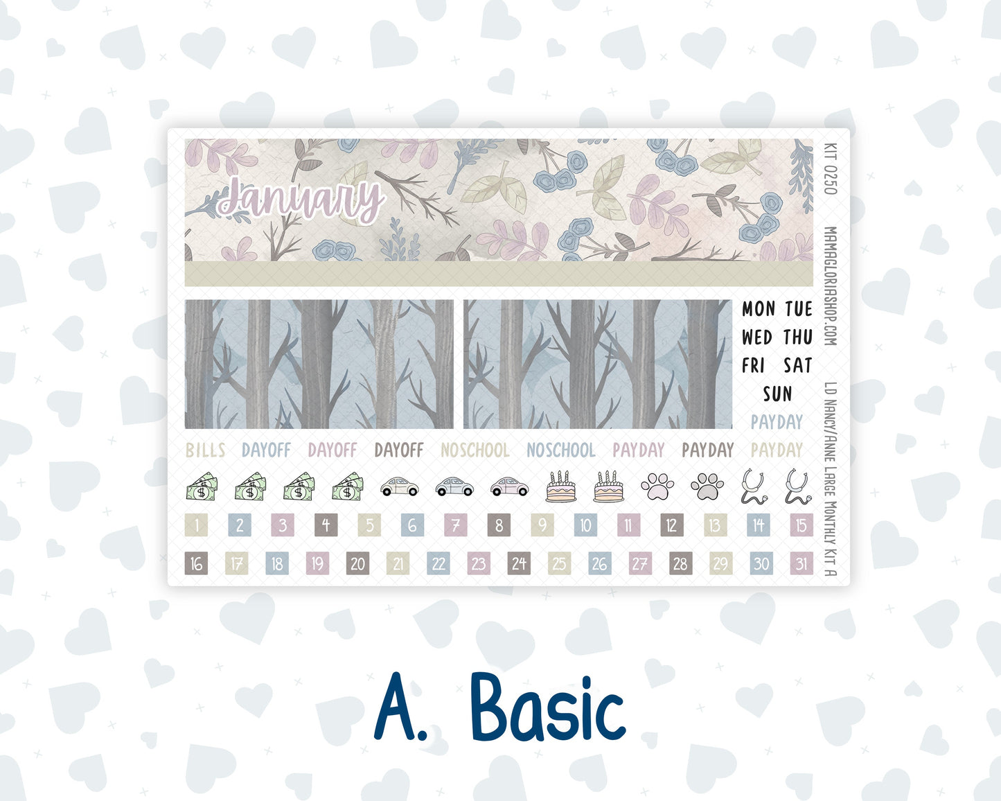 Kit 0250 - Laurel Denise Nancy/Anne Large - Monthly Kit - Quiet January