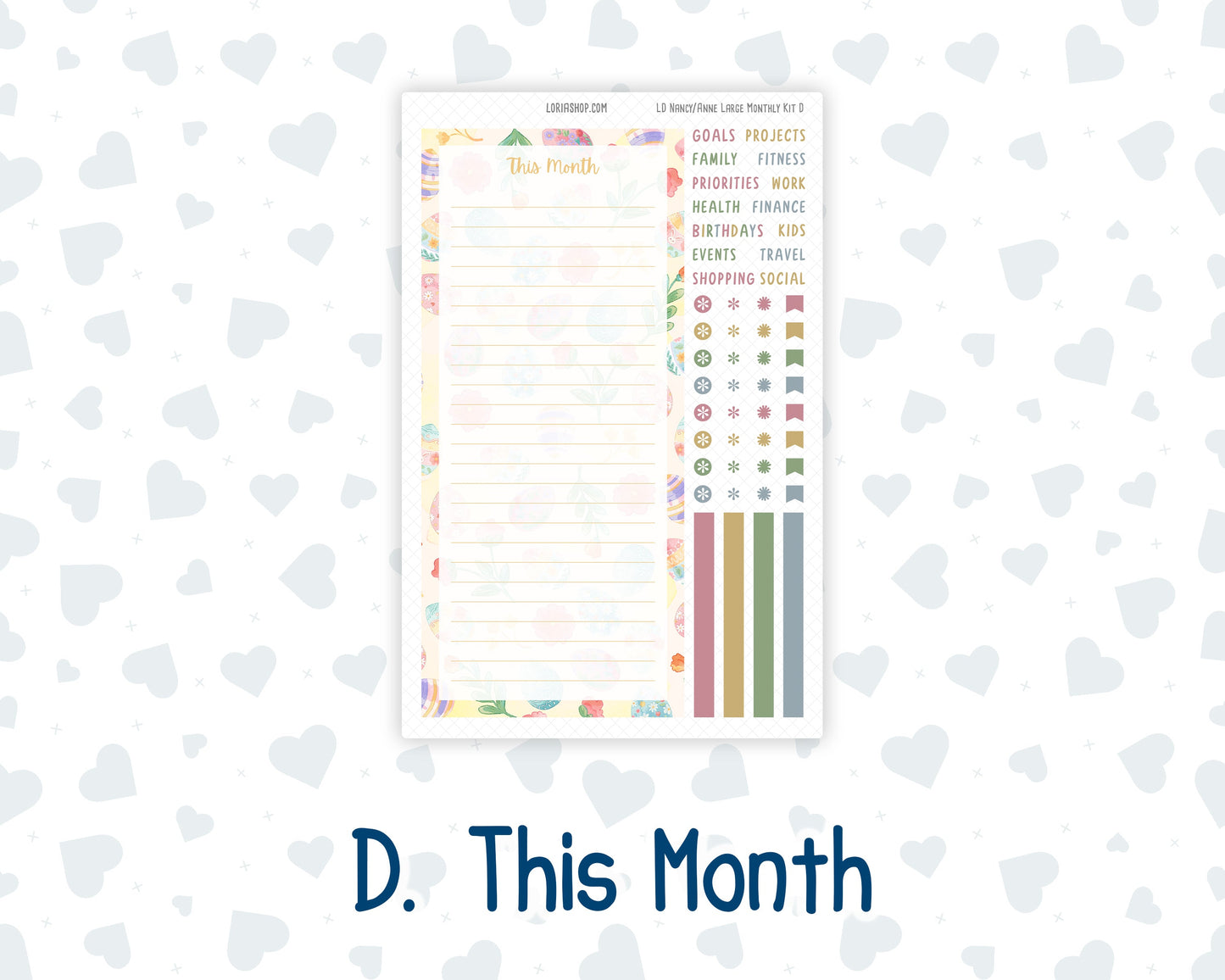 Kit 0260 - Laurel Denise Nancy/Anne Large - Monthly Kit - April - Pastel Egg Hunt