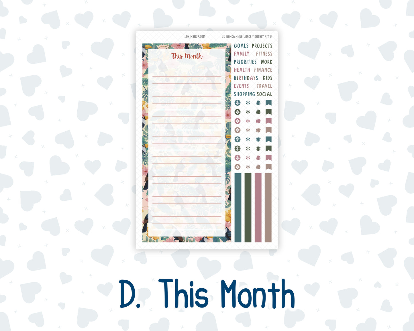 Kit 0275 - Laurel Denise Nancy/Anne Large - Monthly Kit - July - Tropical Safari Blush