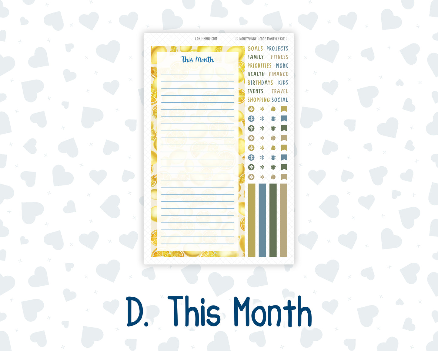 Kit 0274 - Laurel Denise Nancy/Anne Large - Monthly Kit - July - Sunny Lemon Shore