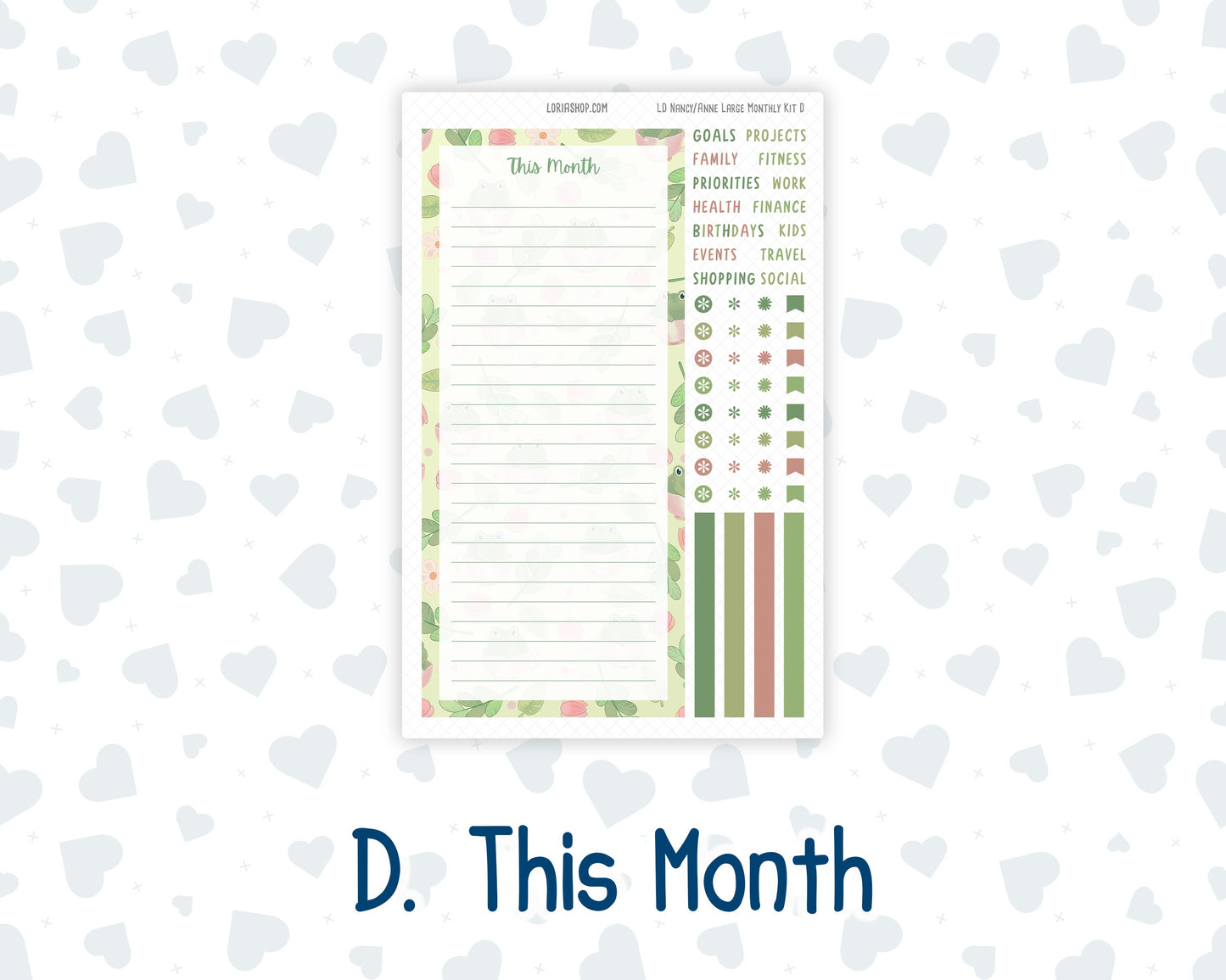 Kit 0256 - Laurel Denise Nancy/Anne Large - Monthly Kit - March - Froggy Luck