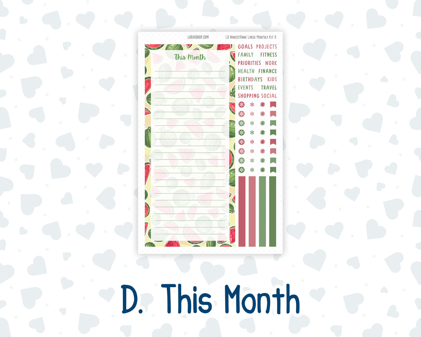 Kit 0276 - Laurel Denise Nancy/Anne Large - Monthly Kit - July - Melon Crush