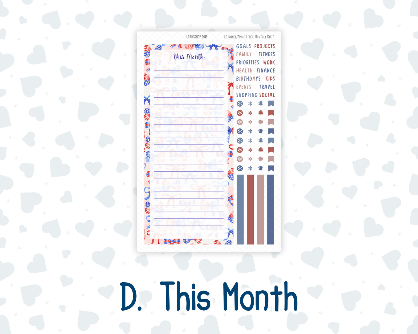 Kit 0273 - Laurel Denise Nancy/Anne Large - Monthly Kit - July - Americana In Bloom