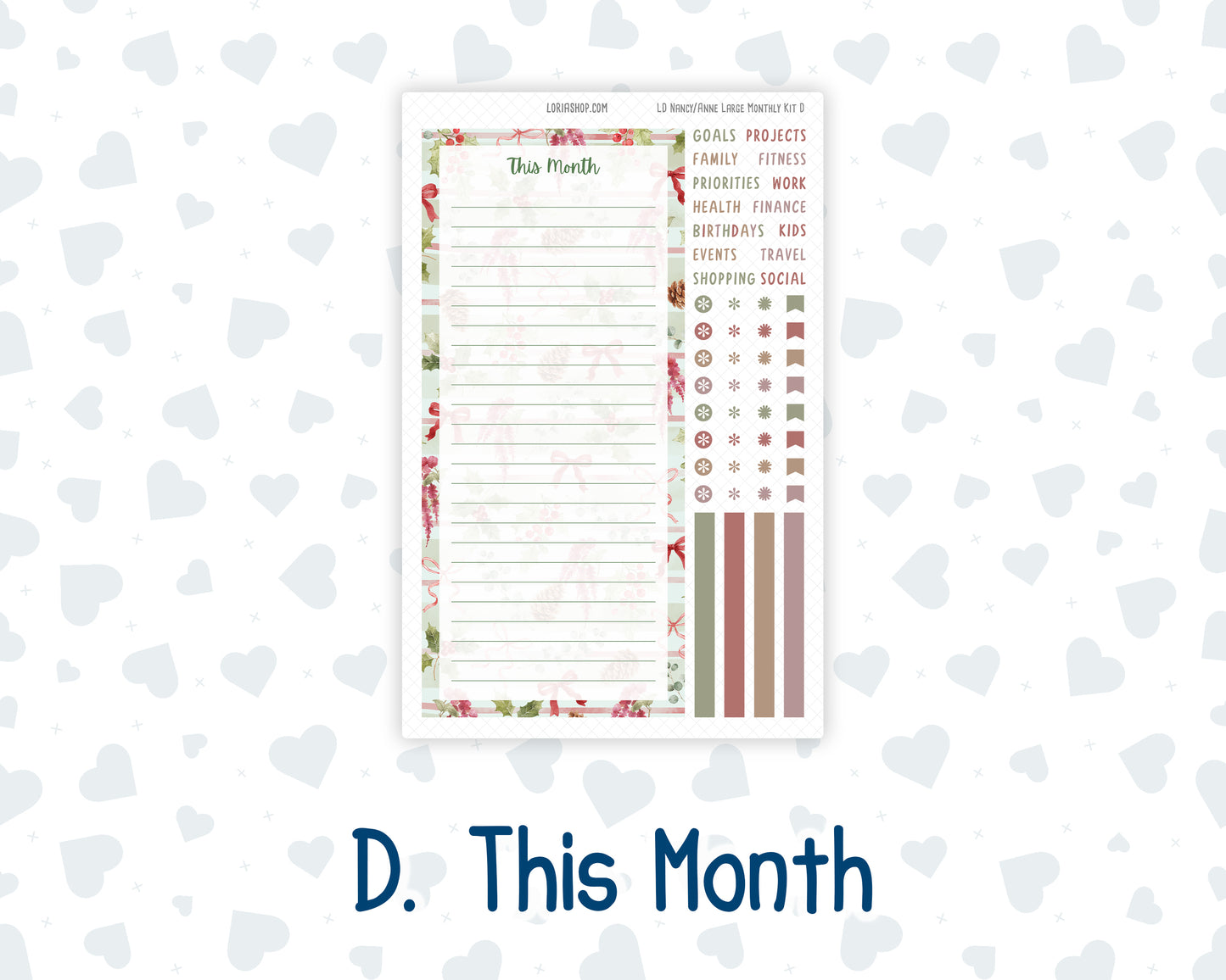 Kit 0308 - Laurel Denise Nancy/Anne Large - Monthly Kit - December - Knit & Holly