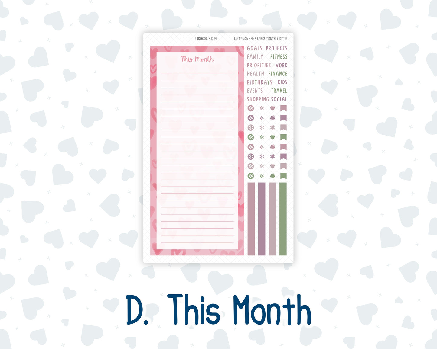Kit 0253 - Laurel Denise Nancy/Anne Large - Monthly Kit - February - Rosy Daydreams