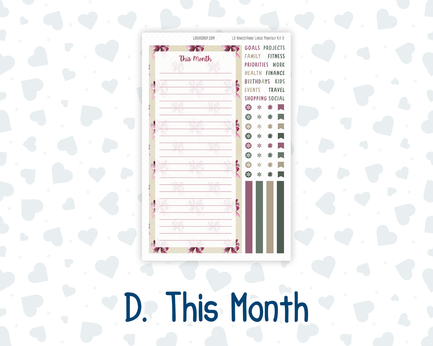 Kit 0307 - Laurel Denise Nancy/Anne Large - Monthly Kit - December - Velvet Hearth