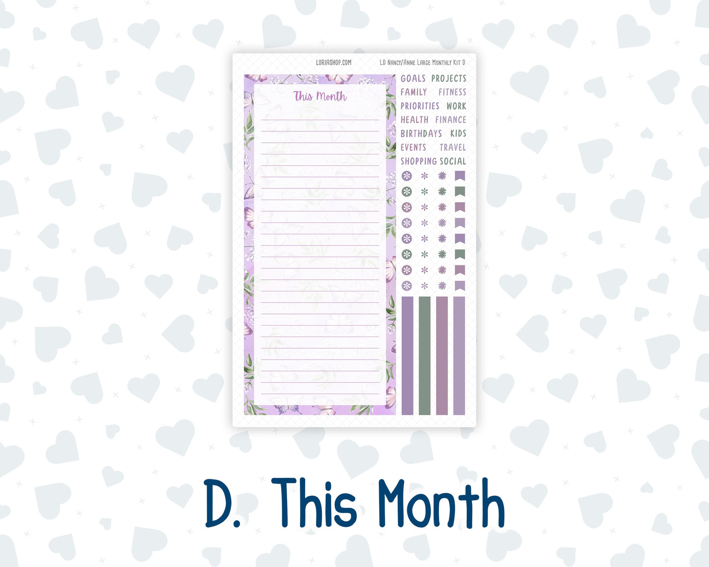 Kit 0263 - Laurel Denise Nancy/Anne Large - Monthly Kit - April - Lavender Drift