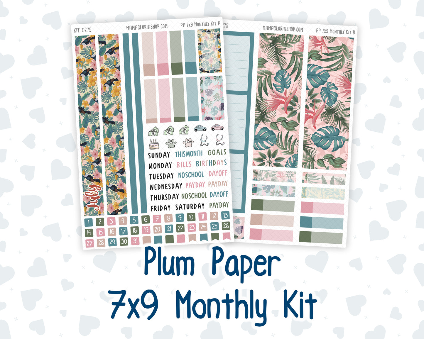 Kit 0275 - 7x9 - Plum Paper - Monthly Kit - July - Tropical Safari Blush
