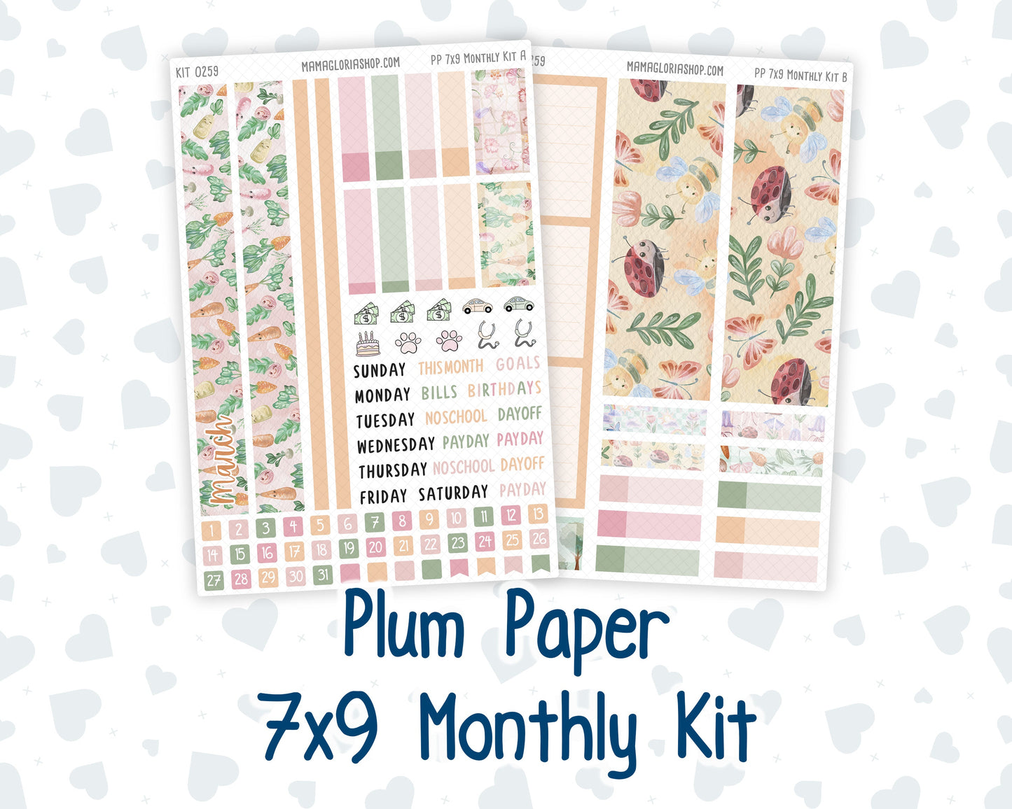 Kit 0259 - 7x9 - Plum Paper - Monthly Kit - March - Spring Garden Chores