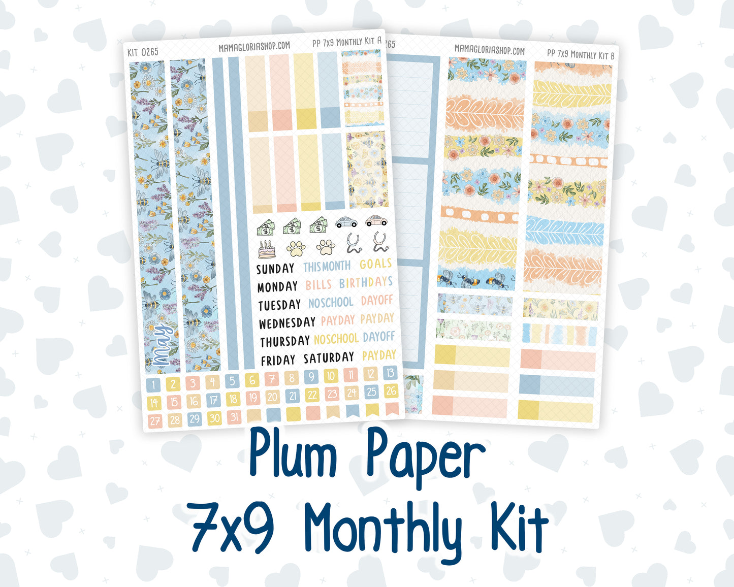 Kit 0265 - 7x9 - Plum Paper - Monthly Kit - May - Honeybee Sky