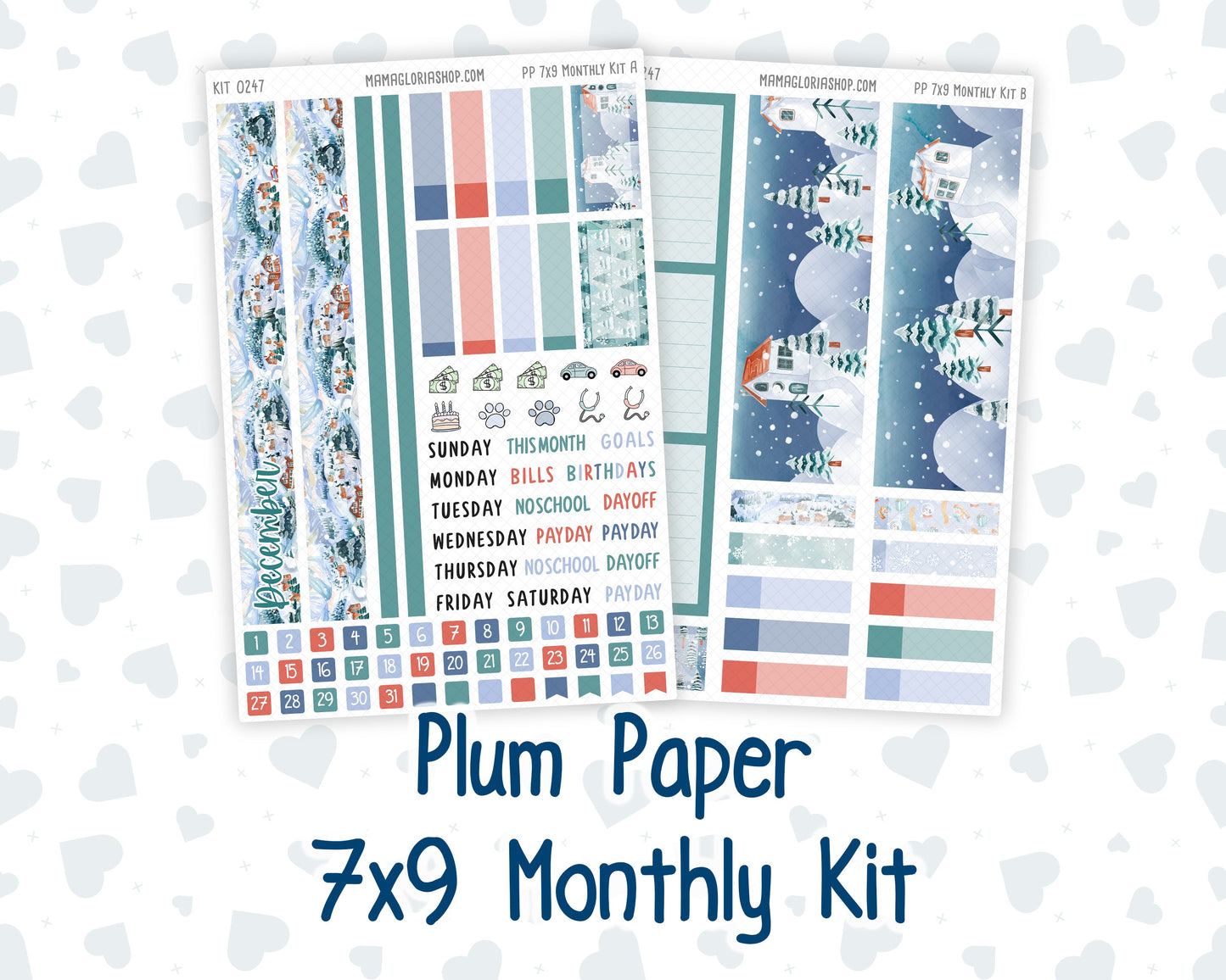 Kit 0247 - 7x9 - Plum Paper - Monthly Kit - December - Snow Day Adventures