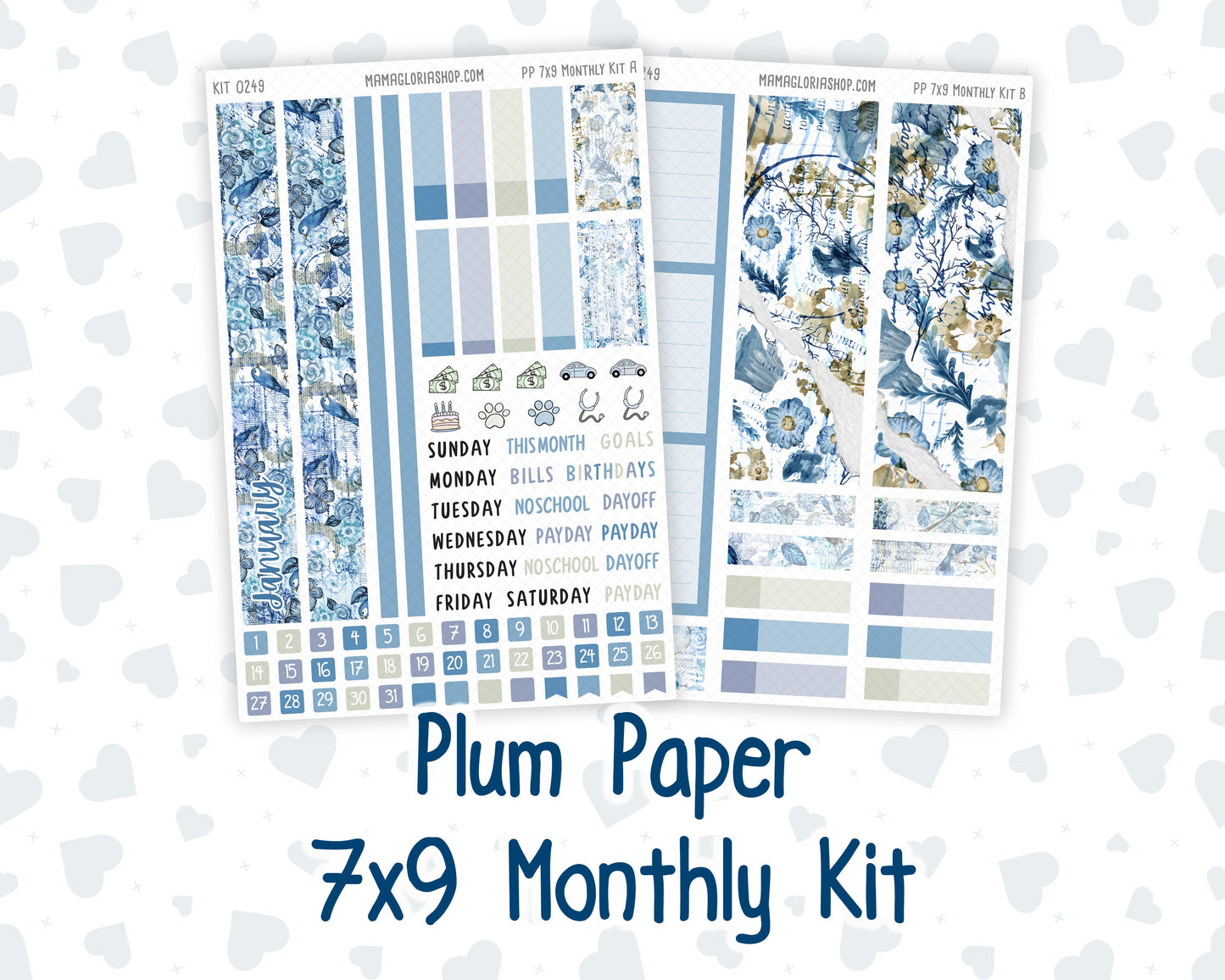 Kit 0249 - 7x9 - Plum Paper - Monthly Kit - January - Icy Lace