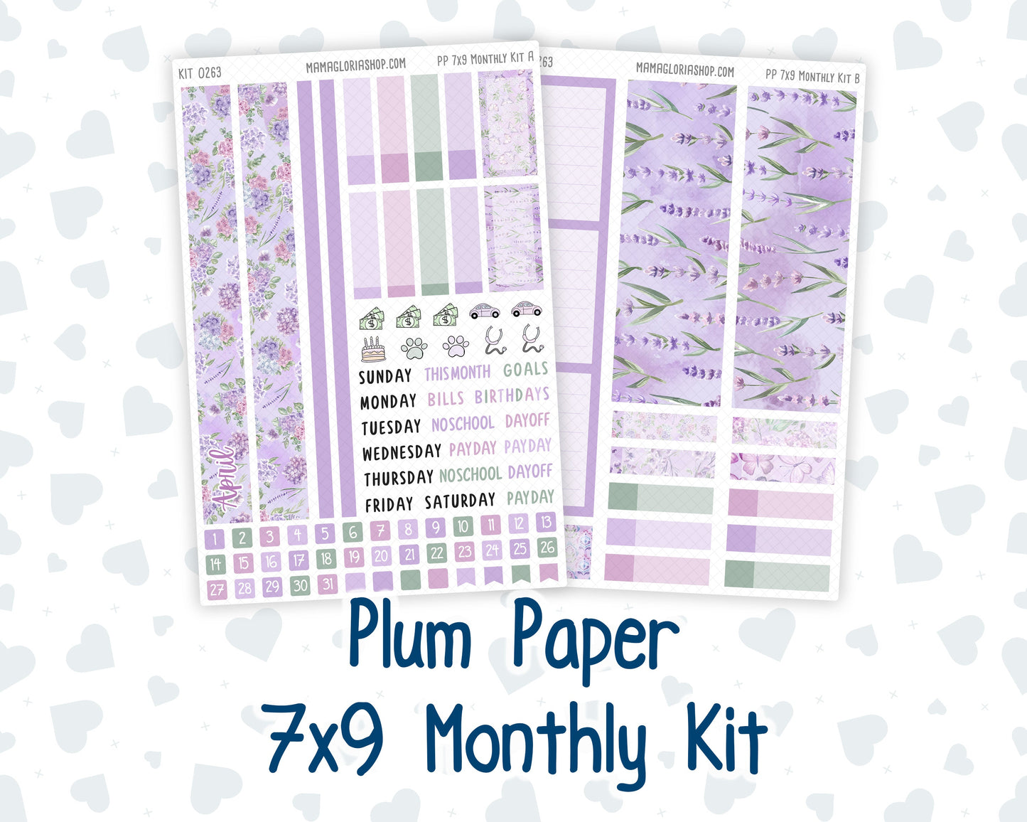 Kit 0263 - 7x9 - Plum Paper - Monthly Kit - April - Lavender Drift