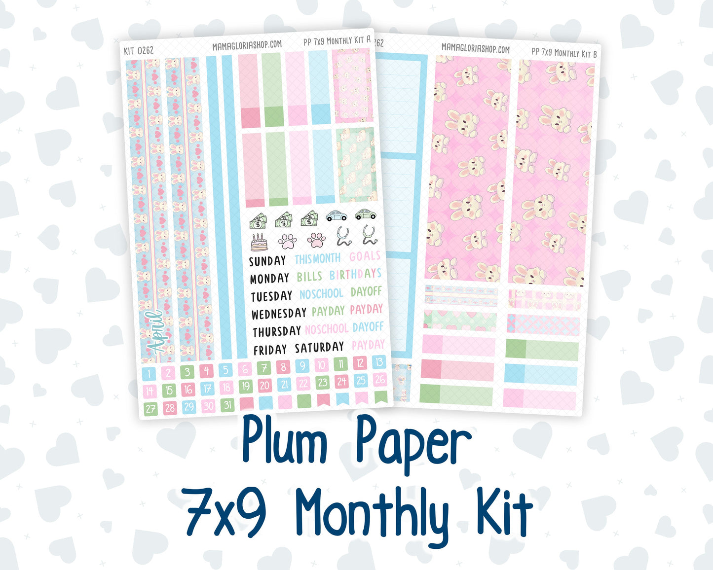 Kit 0262 - 7x9 - Plum Paper - Monthly Kit - April - Spring Puffs